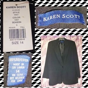 Karen Scott brand Black Soft Woven Blazer Sz 14